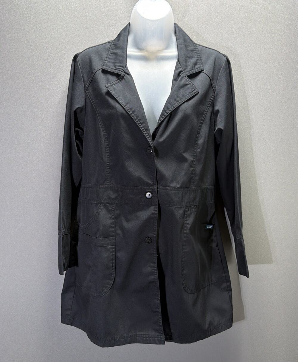 ADAR Universal Medical Scrub Women's Black Classis Fit Labcoat Medium Excellent